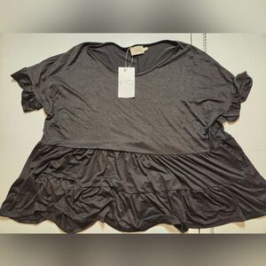 Elegant Black Ruffle Hem Top